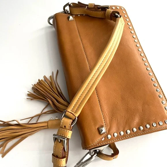 Prada Tan Leather Studded Shoulder Bag - Picture 6 of 13